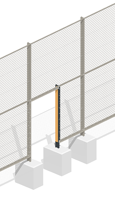 Solidos-Türpfosten, farbig markiert: IPE-Träger, vertikale Anschlussprofile, Holzprofil